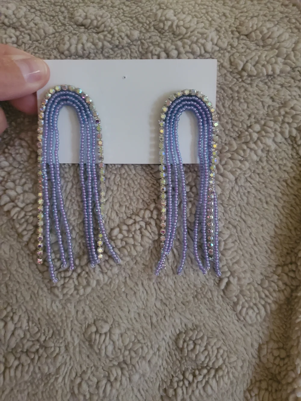 Beaded Fringe Earrings Set in Lavender, Pink, Teal, Blue & Red Set Of 6